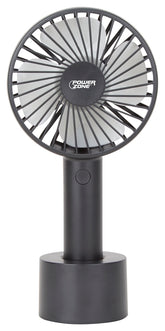 PowerZone 802B Rechargeable Handheld Fan, 5 VAC, 4 in Dia Blade, 4-Blade, 3-Speed, Black
